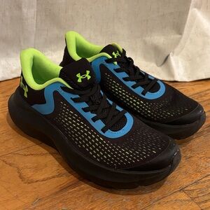 Under Armour Black and Blue Sneakers with Neon Accents